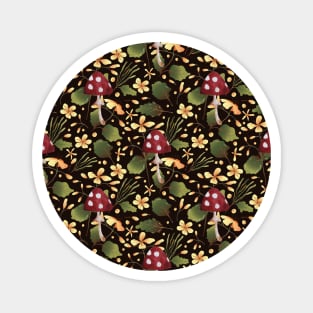 Floral Mushroom Pattern Magnet